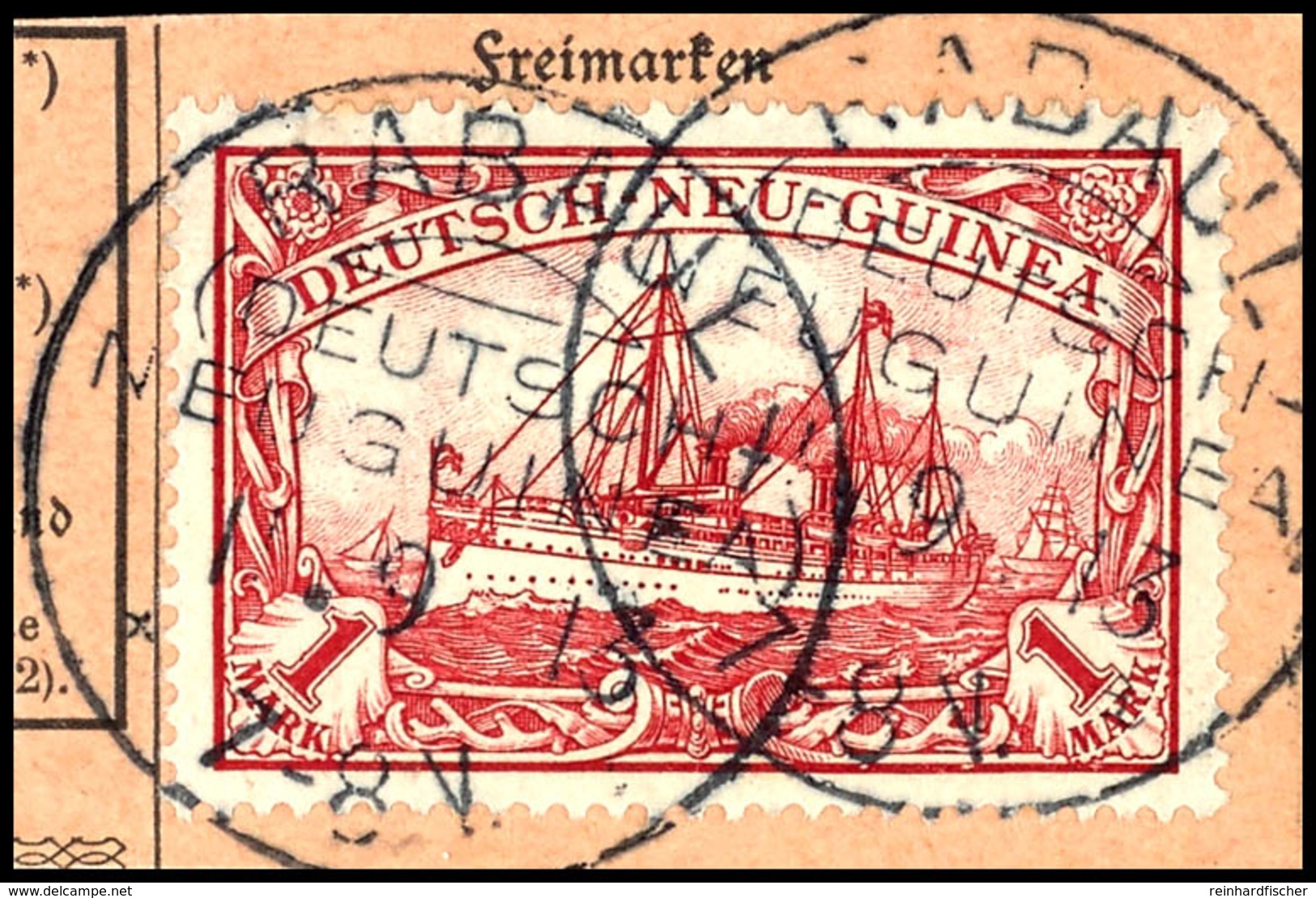 6534 RABAUL A  11.9.13, 2mal Klar Auf Postanweisungsausschnitt 1 RM Schiffszeichnung, Katalog: 16 BS - Duits-Nieuw-Guinea