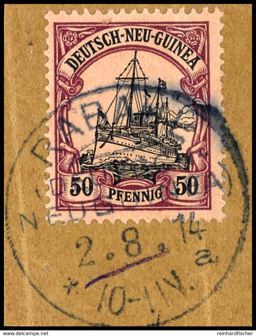 6535 RABAUL A  2.8.14, Klar Auf Briefstück 50 Pf. Schiffszeichnung, Kriegsdatum, Katalog: 14 BS - Deutsch-Neuguinea