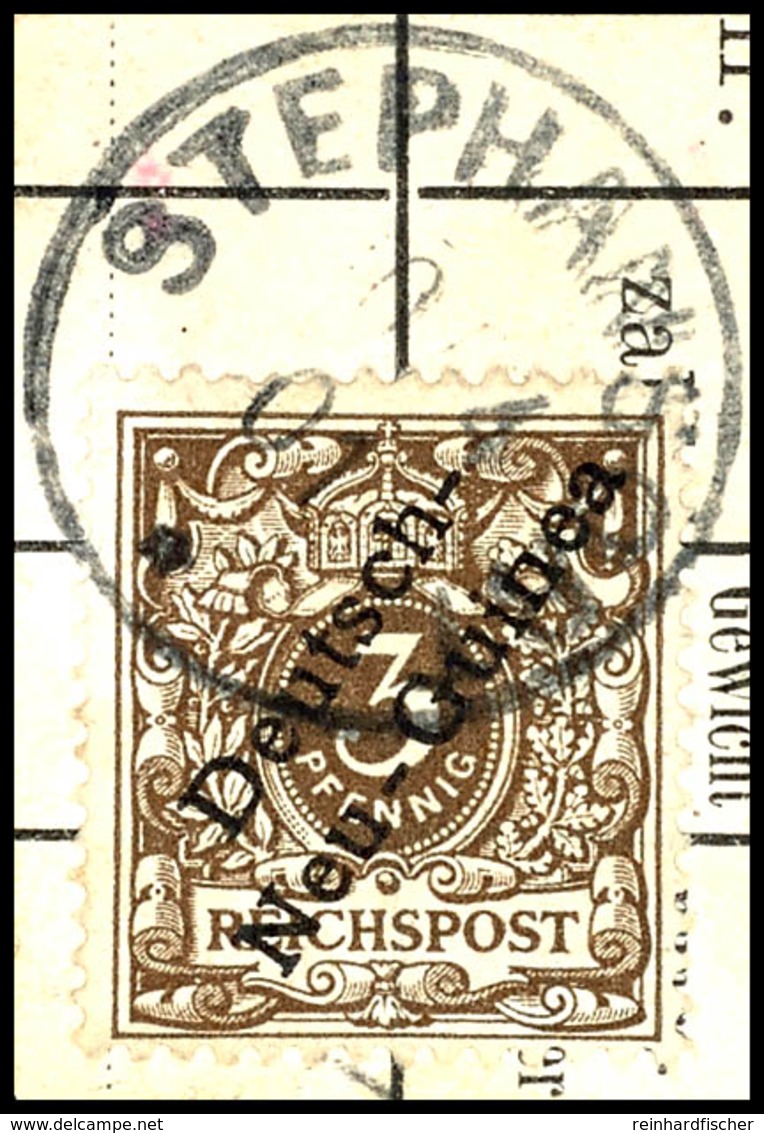 6542 STEPHANSORT * 10/4 01, Klar Auf Briefkartenausschnitt 3 Pf. Krone/Adler, Katalog: 1a BS - Duits-Nieuw-Guinea