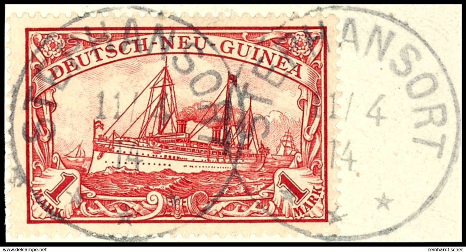 6546 STEPHANSORT *** 11/4 14, 2mal Klar Und Selten Auf Briefstück 1 RM Schiffszeichnung, Katalog: 16 BS - Deutsch-Neuguinea