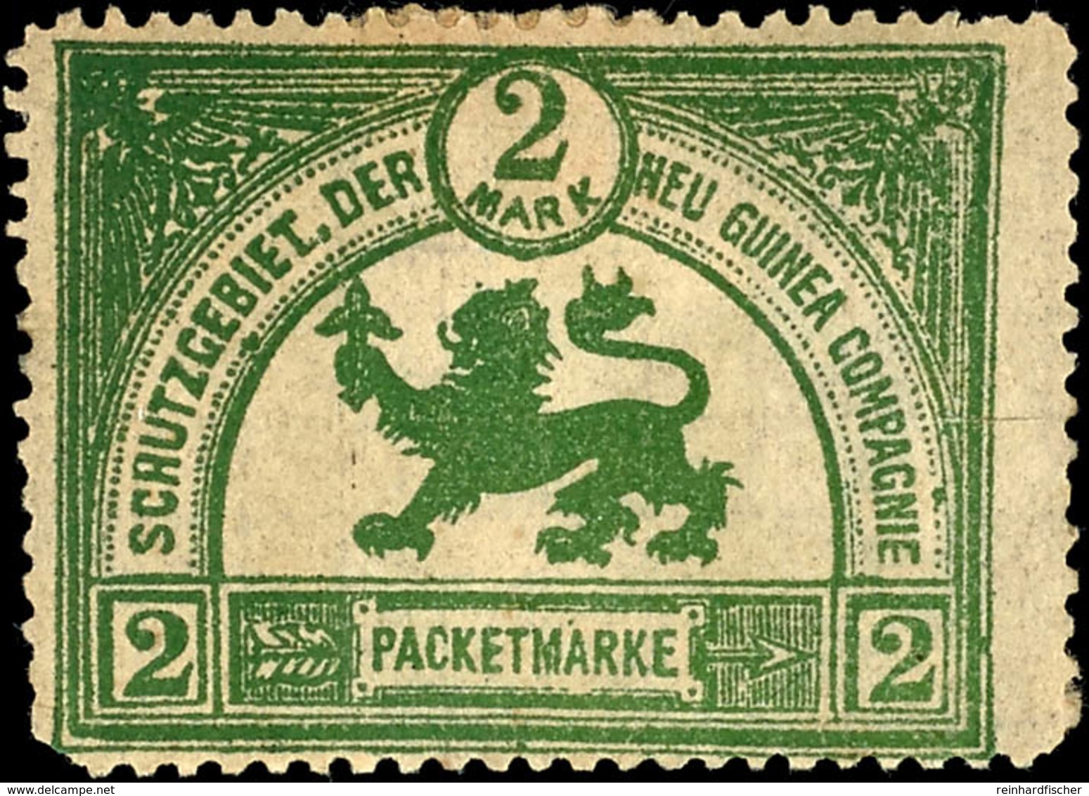 6554 2 Mark Paketmarke Grün Der Neu-Guinea-Compagnie, Ungebraucht (kl. Einschnitt, Teils Runde Ecken)  * - Sonstige & Ohne Zuordnung