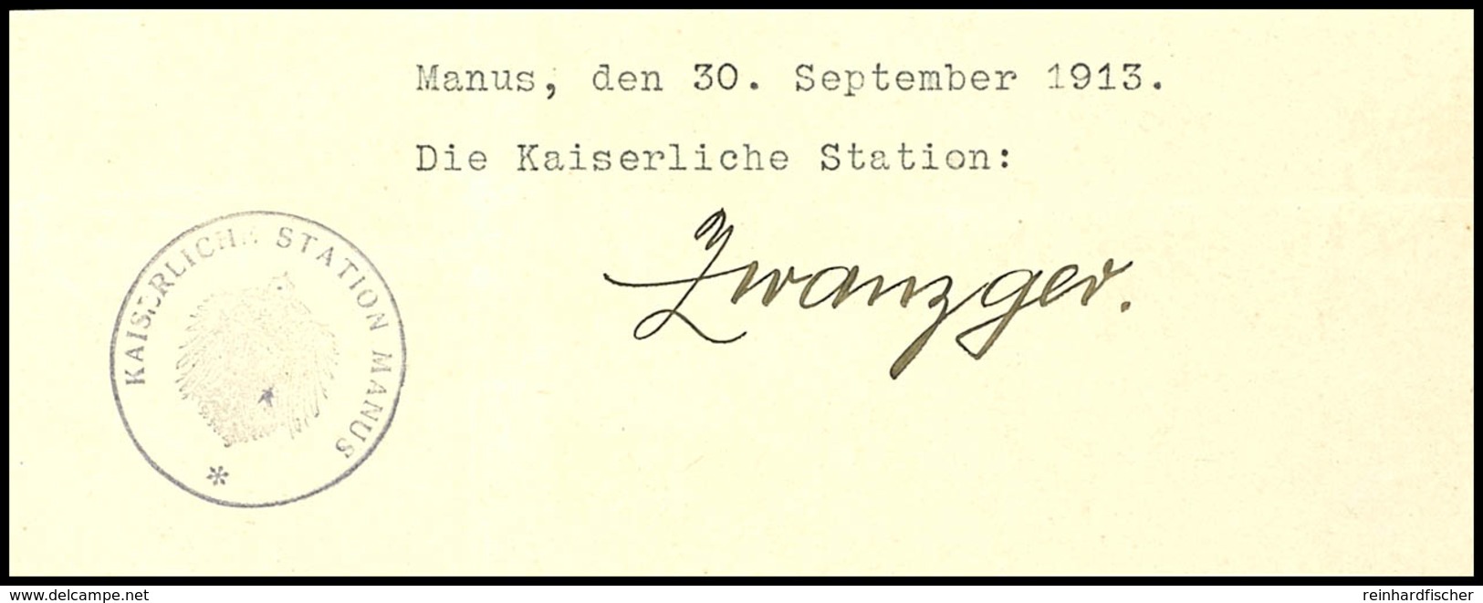 6561 KAISERLICHE STATION MANUS, Dienstsiegel Klar Auf Briefteil  BS - Andere & Zonder Classificatie