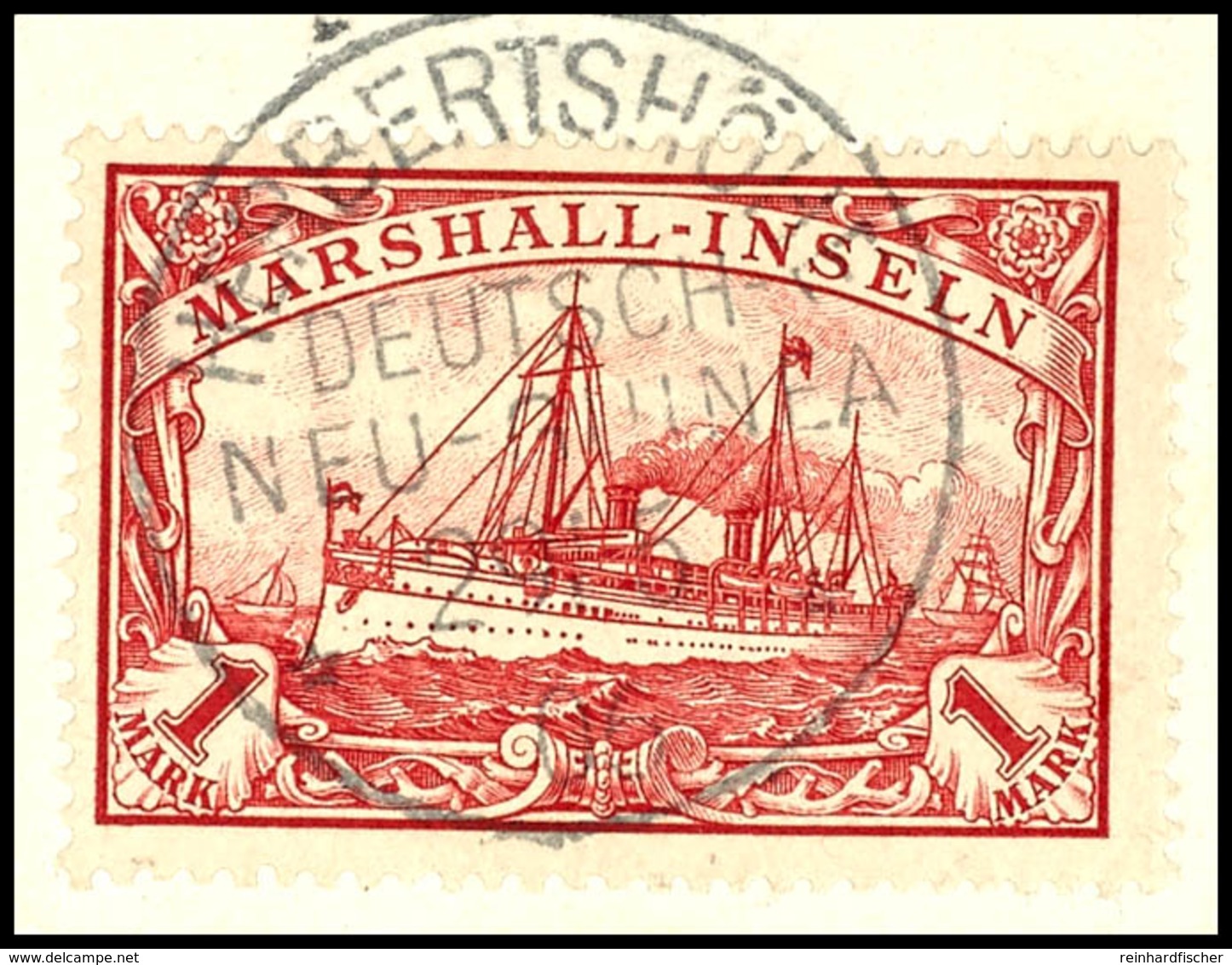 6566 HERBERTSHÖHE 29/5 06, Klar Und Zentr. Auf Briefstück Marshall-Inseln 1 Mk. Schiffszeichnung, Katalog: MSHI 22 BS - Sonstige & Ohne Zuordnung