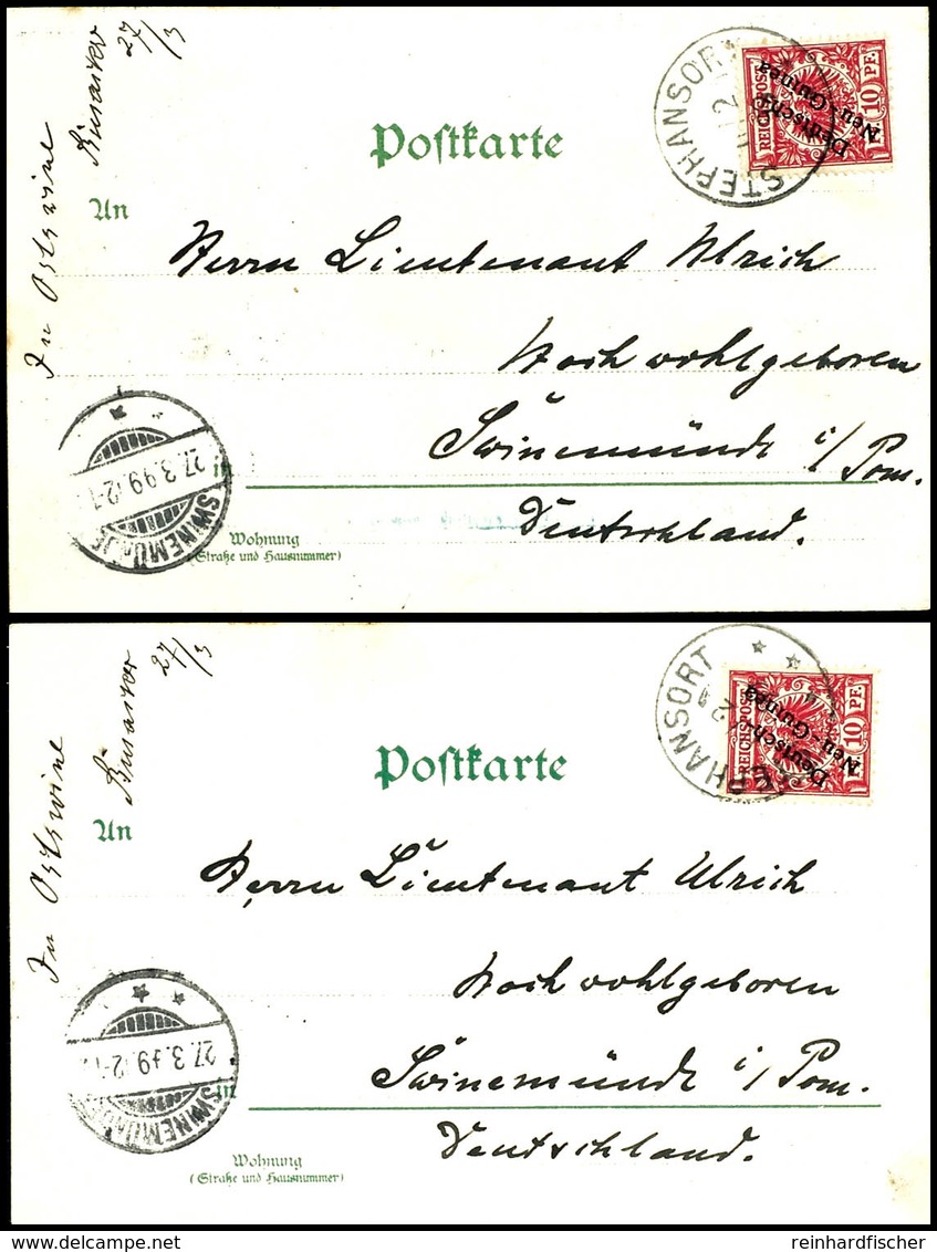 6602 1899, 10 Pfg Krone/Adler Mit Aufdruck, Stempel STEPHANSORT 11/2 99, Auf 7 Lithokarten (meist Darstellung Von Schlac - Sonstige & Ohne Zuordnung