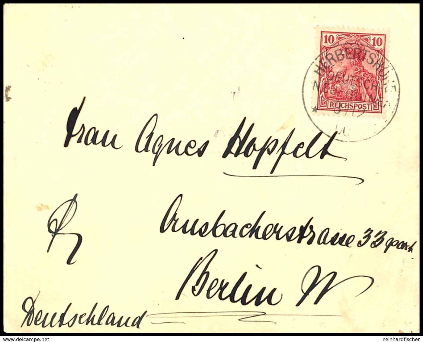 6607 1900, Brief Mit 10 Pfg Germania Reichspost (MiNr. 56) Auf Brief, Stempel HERBERTSHÖHE 3/12/00 Nach Berlin Mit Ank.- - Andere & Zonder Classificatie