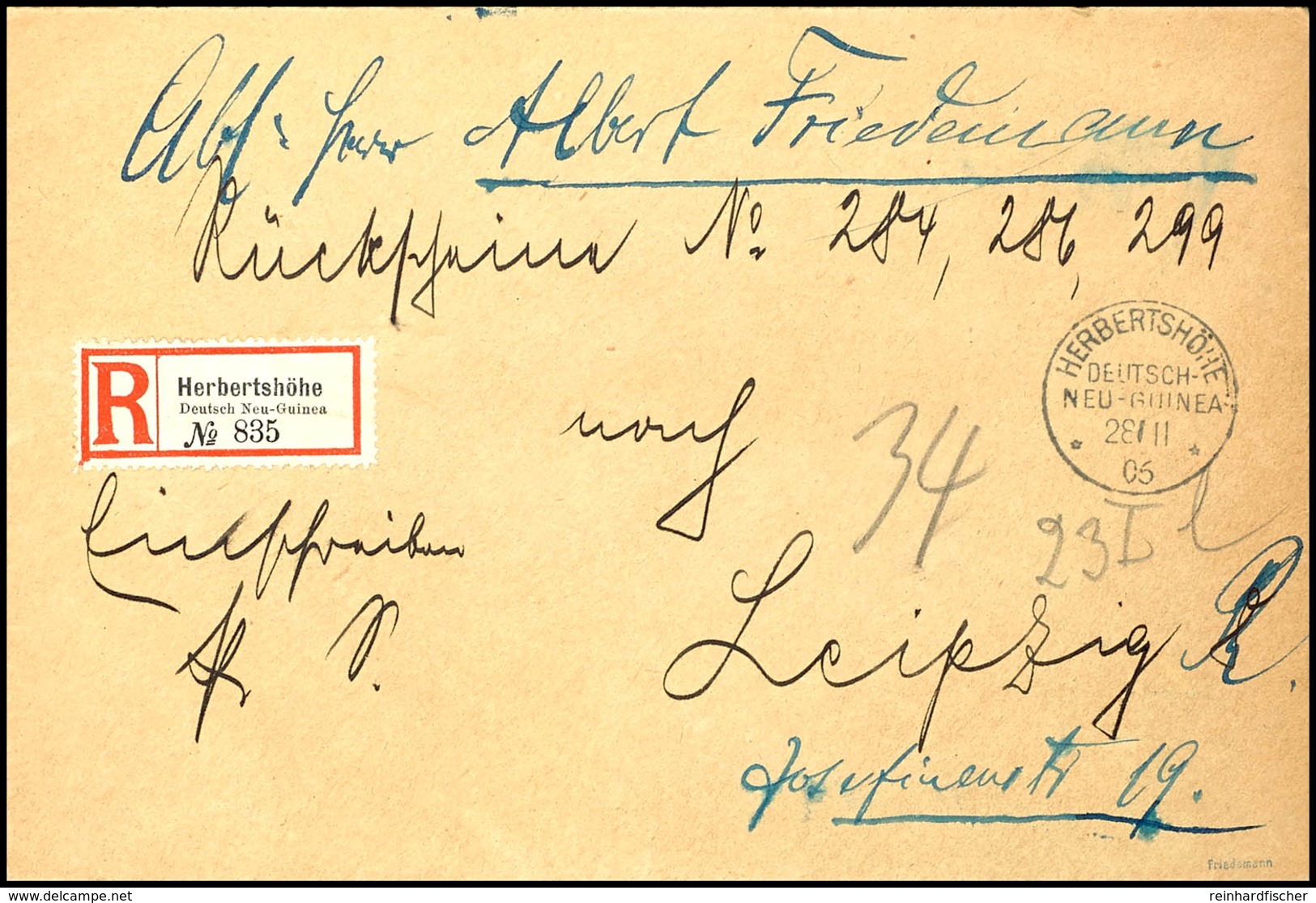 6627 1906, POSTSACHE/RÜCKSCHEINE: Eingeschriebene, Portofreie Postsache Für 3 Rückscheine Mit Den Nrn. 284, 286 Und 299  - Andere & Zonder Classificatie