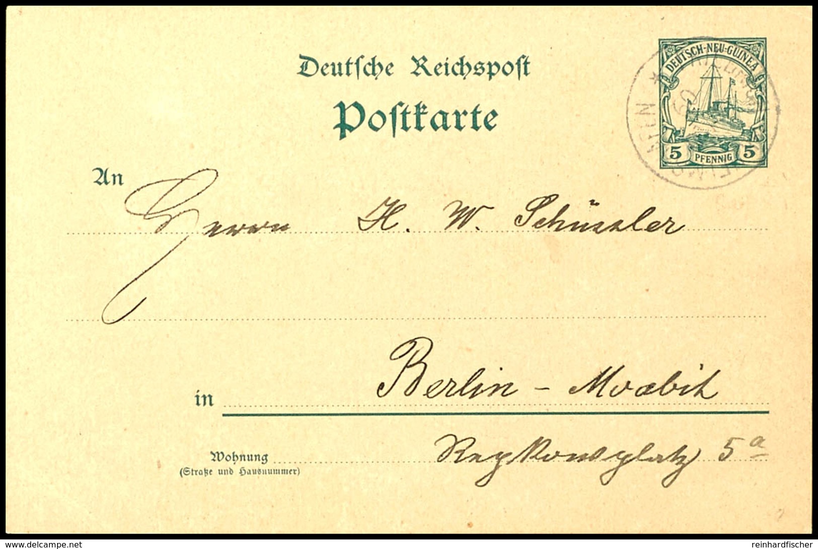 6645 1909, Ganzsachenkarte 5 Pfg, Stempel FRIEDRICH-WILHELMSHAFEN -/-/09 (Tag Und Monat Nicht Lesbar, Geschrieben Am 27. - Andere & Zonder Classificatie