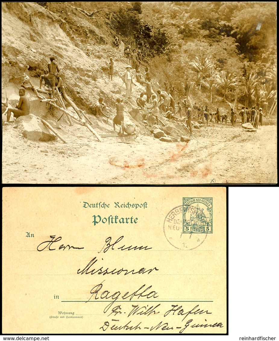 6675 5 Pfg Ganzsachenkarte, Stempel HERBERTSHÖHE DNG 7 7 12, Gesandt An Den Missionar Blum Auf Der Insel Ragetta. Absend - Andere & Zonder Classificatie