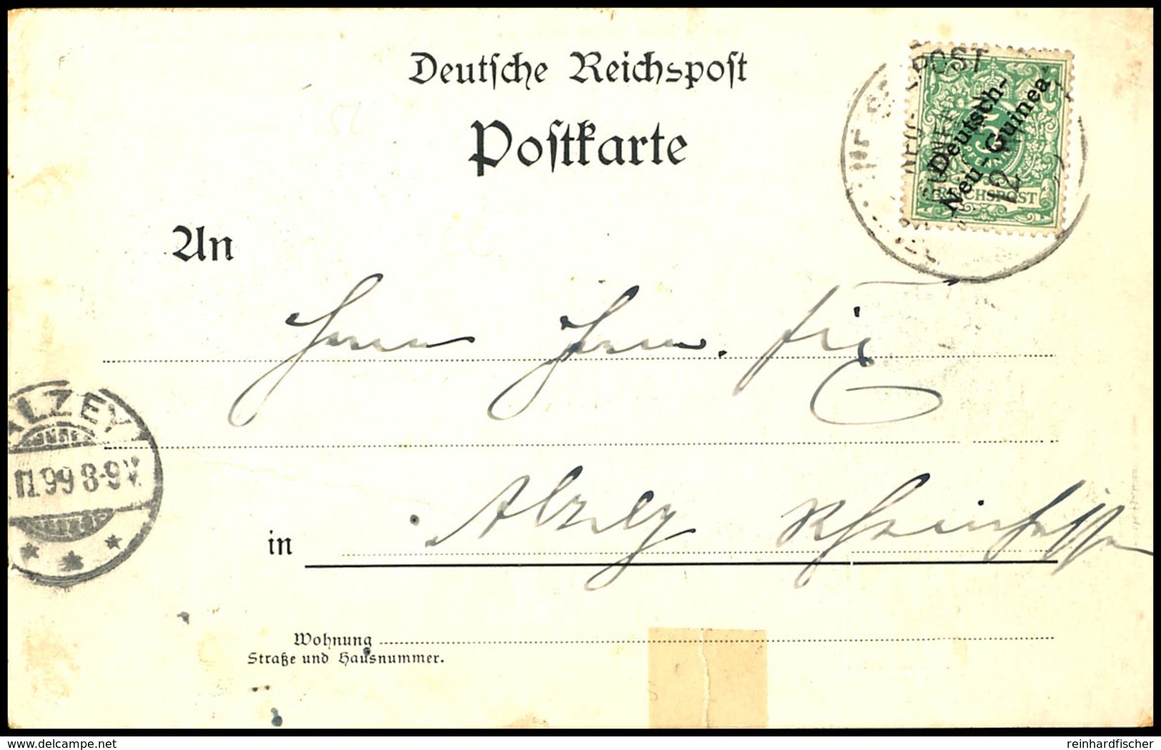 6724 1899, DEUTSCHE SEEPOST DEUTSCH-NEUGUINEA ZWEIGLINIE B 12.9 99 Auf AK "Matupi" Mit 5 Pfg Krone/Adler Mit Aufdruck, N - Sonstige & Ohne Zuordnung