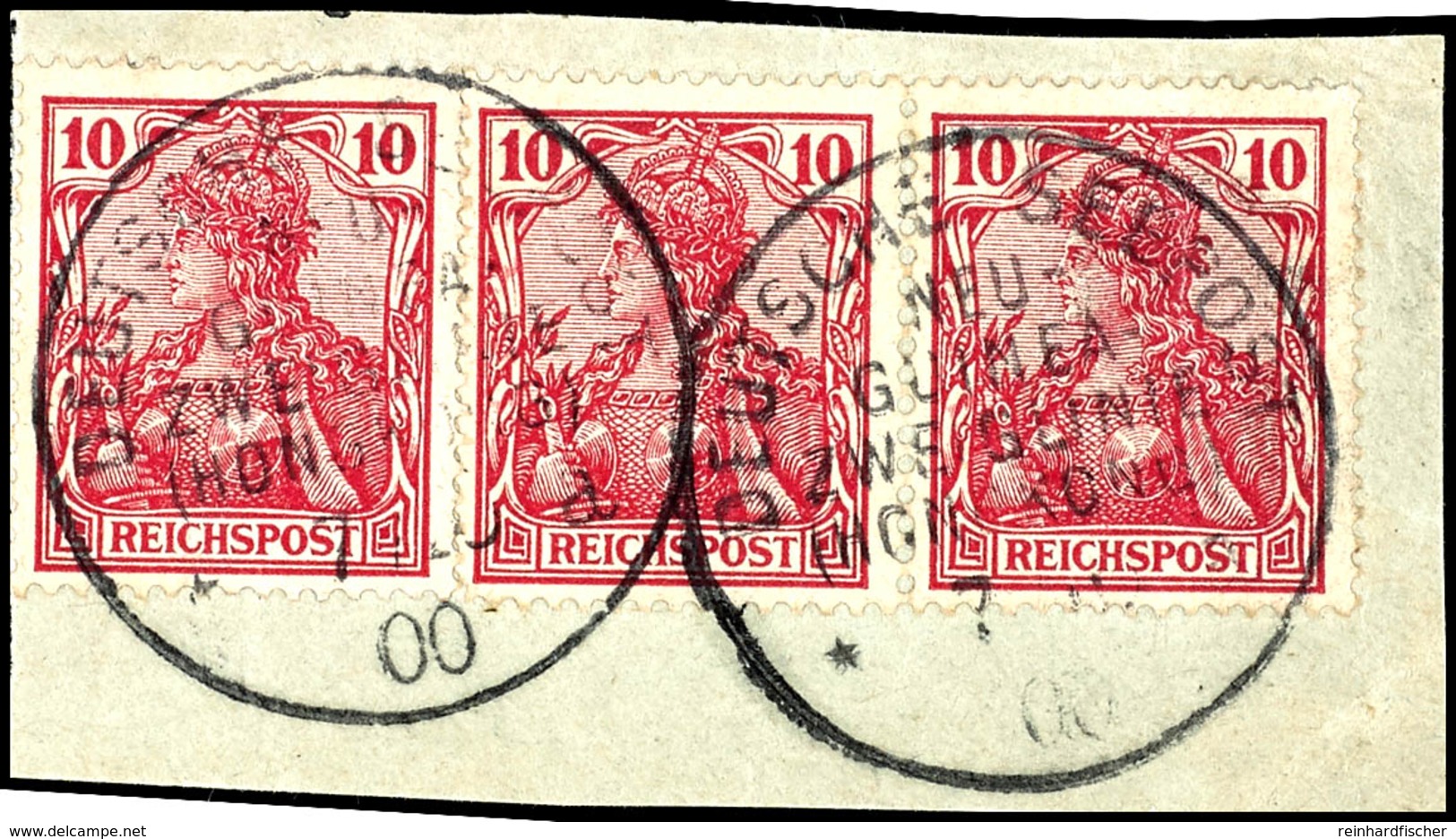 6725 1900, DEUTSCHE SEEPOST NEU-GUINEA-ZWEIGLINIE (HONGKONG) A 7 11 00 Auf Briefstück Mit Paar Und Einzelmarke Der DR Ge - Other & Unclassified