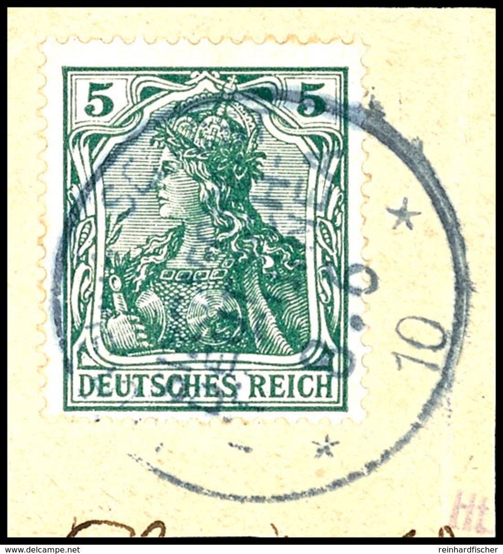 6743 1910, DEUTSCHE SEEPOST SINGAPORE-DEUTSCH-NEUGUINEA 8.6 10 Auf Briefstück Mit DR 10 Pfg Germania (MiNr. 86I)  BS - Sonstige & Ohne Zuordnung