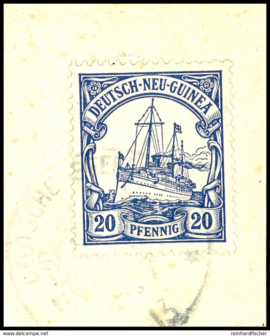 6751 1913, DEUTSCHE SEEPOST SINGAPORE-DEUTSCH-NEUGUINEA ..7.13 Auf Briefstück Mit 20 Pfg Kaiseryacht, Dazu 5 Pfg Lose Mi - Other & Unclassified