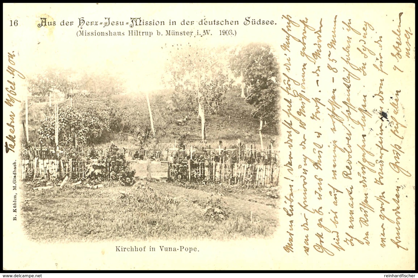 6822 VUNA-POPE, "Kirchhof In", Seltene AK Mit 5 Pfg Kaiseryacht, Stempel HERBERTSHÖHE 15/10 04 Nach München. Absender: " - Sonstige & Ohne Zuordnung