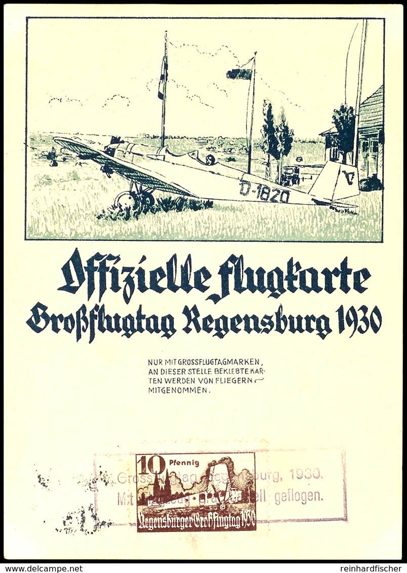 6863 10 Pfg. Regensburger Großflugtag Mit Ra2-Gummistempel "Grossflugtag Regensburg....geflogen" Rückseitig Auf Entsprec - Airmail & Zeppelin