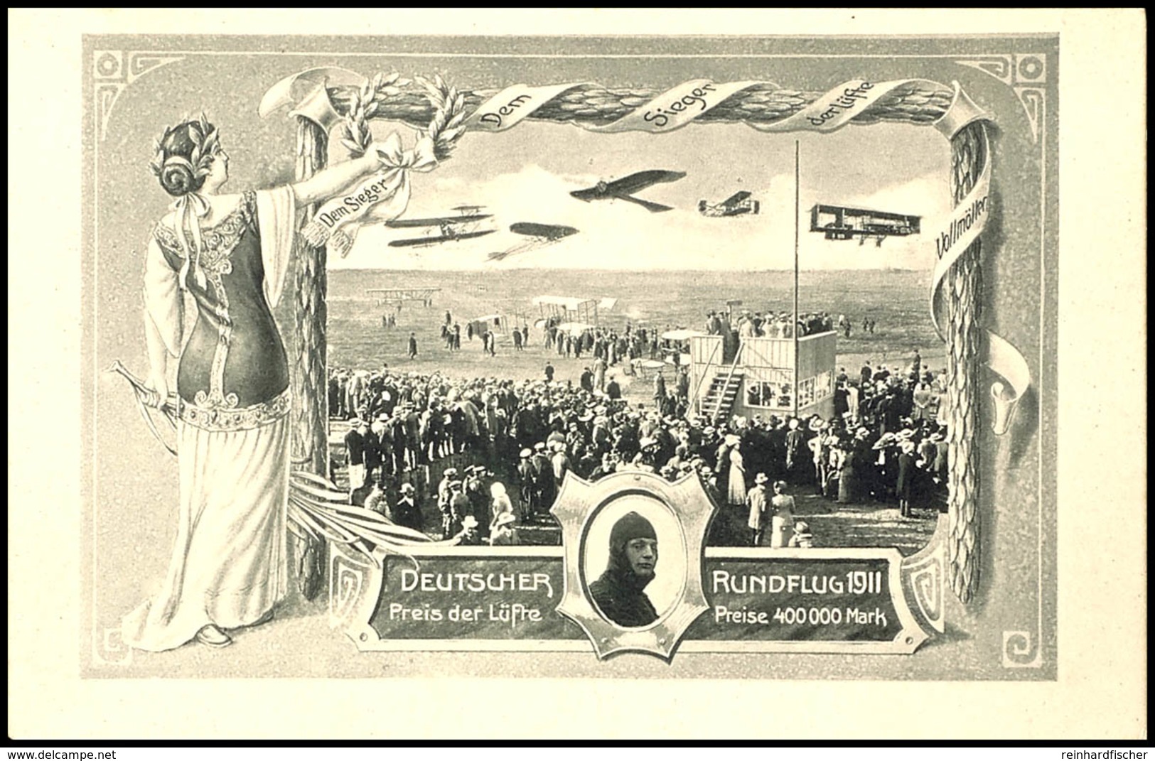 6867 1911, "Deutscher Rundflug", S/w-Karte "Dem Sieger Der Lüfte", Preisgeld 400 000 Mark, Ungelaufen.  BF - Other & Unclassified