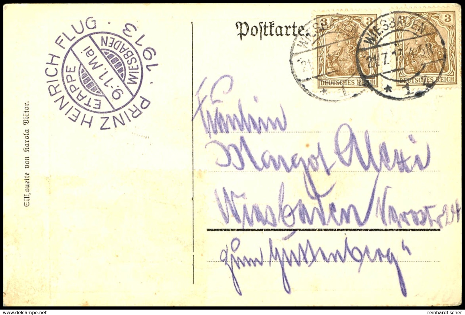 6874 1913, "PRINZ HEINRICH FLUG 1913 ETAPPE WIESBADEN 9-11.Mai.", Sonderstempel Auf Entsprechender Flugpostkarte "Kind M - Other & Unclassified