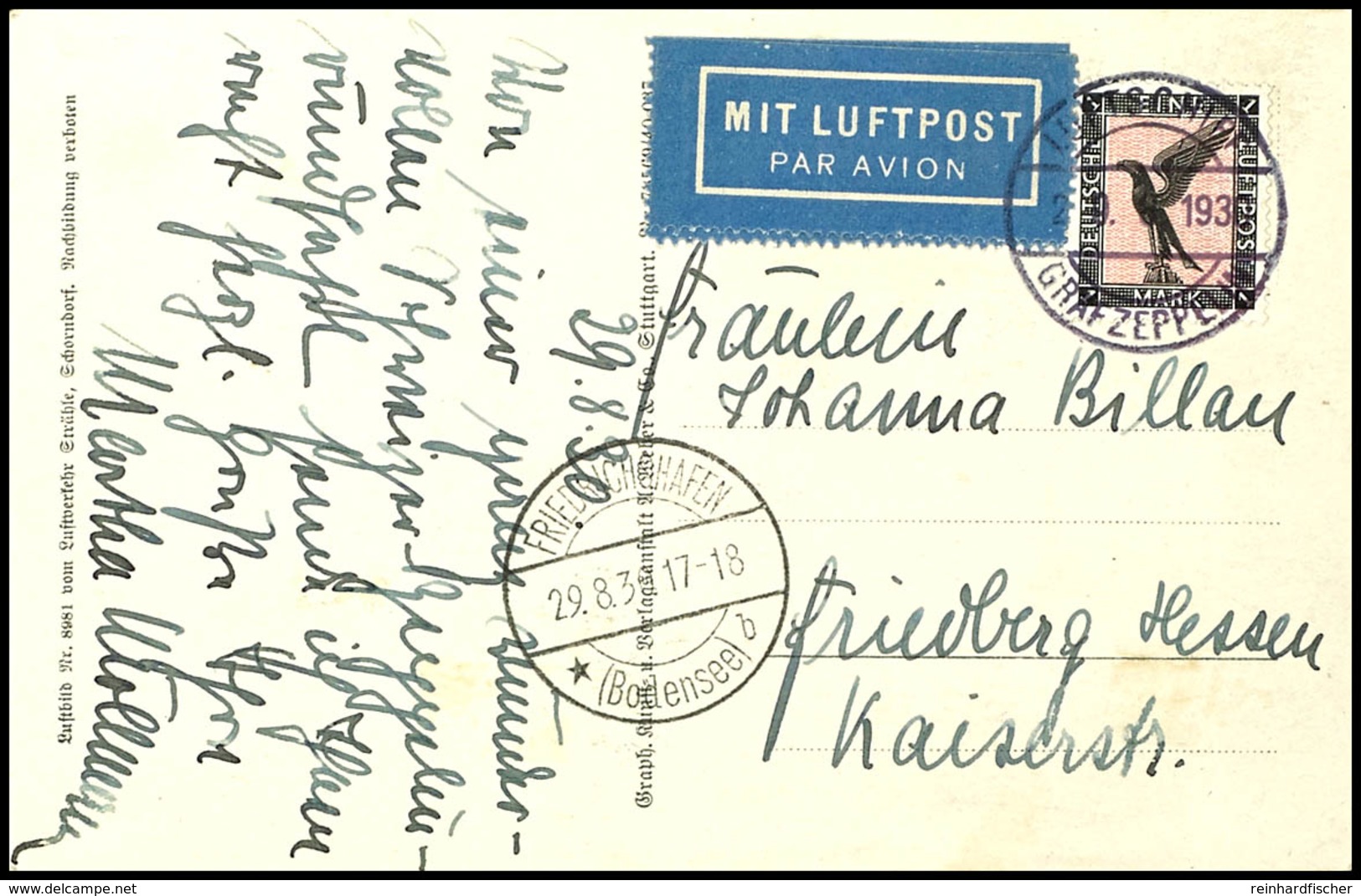 6995 1930, Kurzfahrt In Die Westschweiz, Fotokarte Mit 1 M. Adler Und Bordpoststempel Vom 29.8. Sowie Viel Text Eines Pa - Other & Unclassified