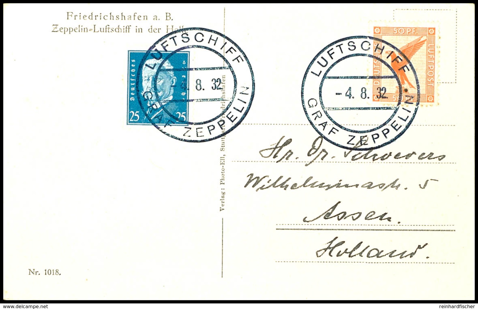 7113 1932, Kurzfahrt In Die Schweiz, Bordpost Vom 4.8. Auf Karte Mit 50 Pfg. Adler Und 25 Pfg. Reichspräsidenten, Adress - Andere & Zonder Classificatie