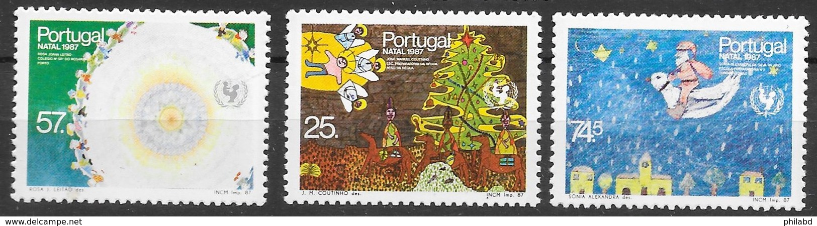 Portugal N°1713 à 1715 Fête Noël Enfant 1987 ** - Nuevos