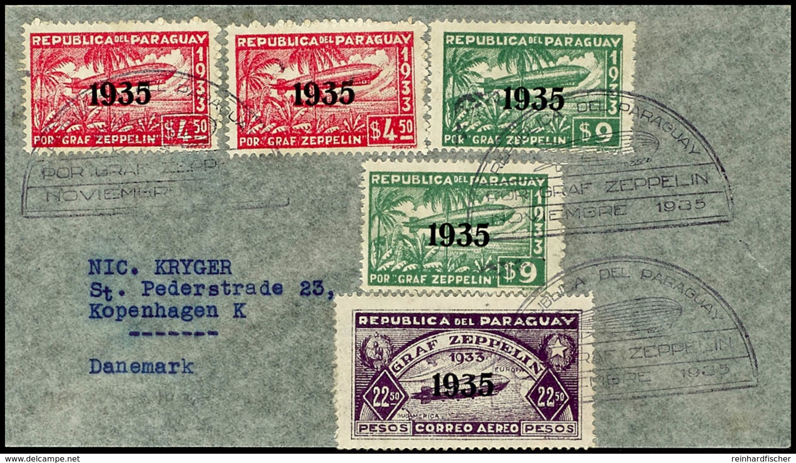 7234 1935, 16. Südamerikafahrt, I. Pendelfahrt, Paraguayische Post, Brief Mit U.a. 4,50 P. (2), 9 P. (2) Und 22,50 P. Ze - Andere & Zonder Classificatie