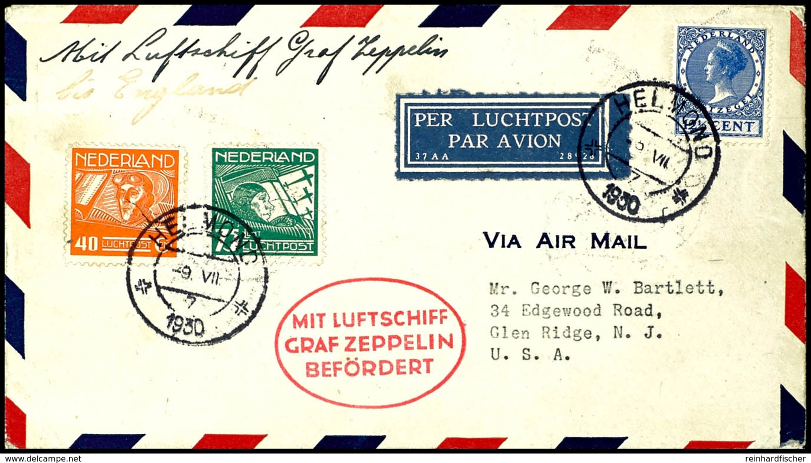 7288 Niederlande: 1930, Ospreußenfahrt, Auflieferung Friedrichshafen Bis Königsberg (24.8.), Brief Aus HELMOND 9.VII. Mi - Sonstige & Ohne Zuordnung