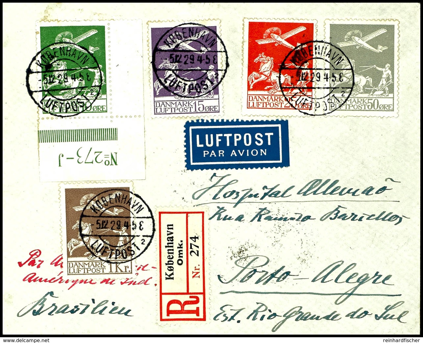 7431 50 Öre Grau Und 1 Kr. Braun Flugpost Sowie Flugpostausgabe 1925 Kpl. (dabei 10 Öre Aus Bogenecke Mit Bogen-Nummer)  - Denmark