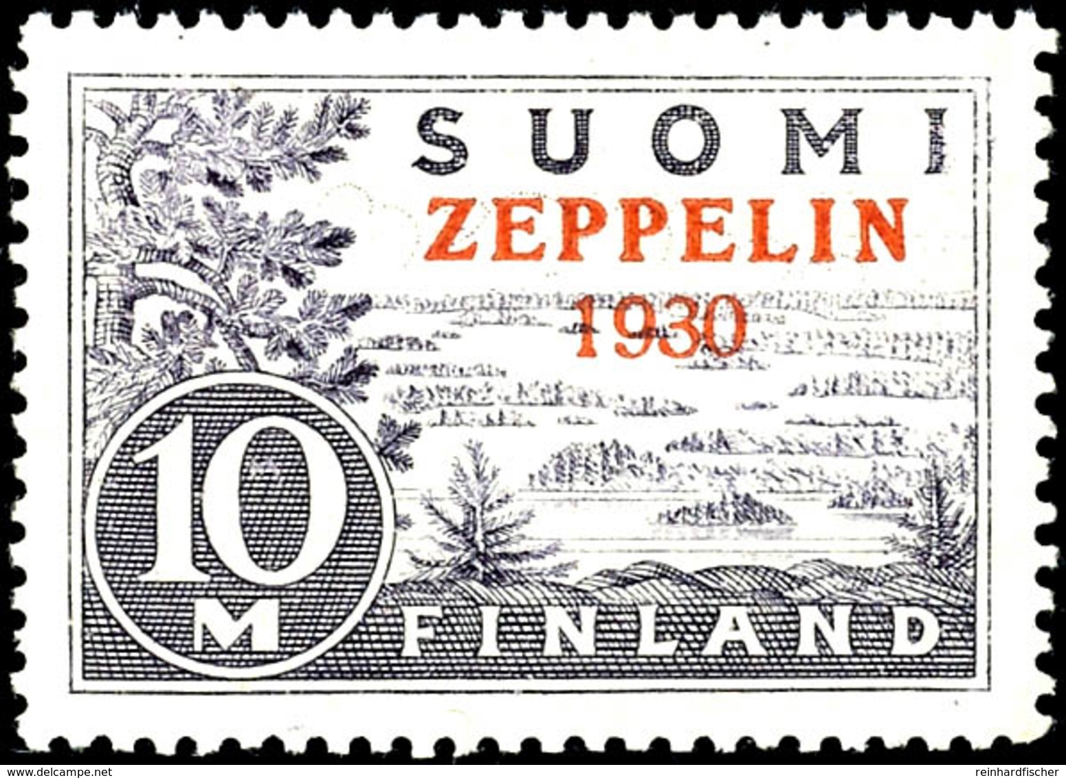 7433 10 M. Zeppelin-Aufdruckmarke, Postfrisch Mit Leichten Kalanderbügen, Sonst Tadellos, Katalog: 161 ** - Finland