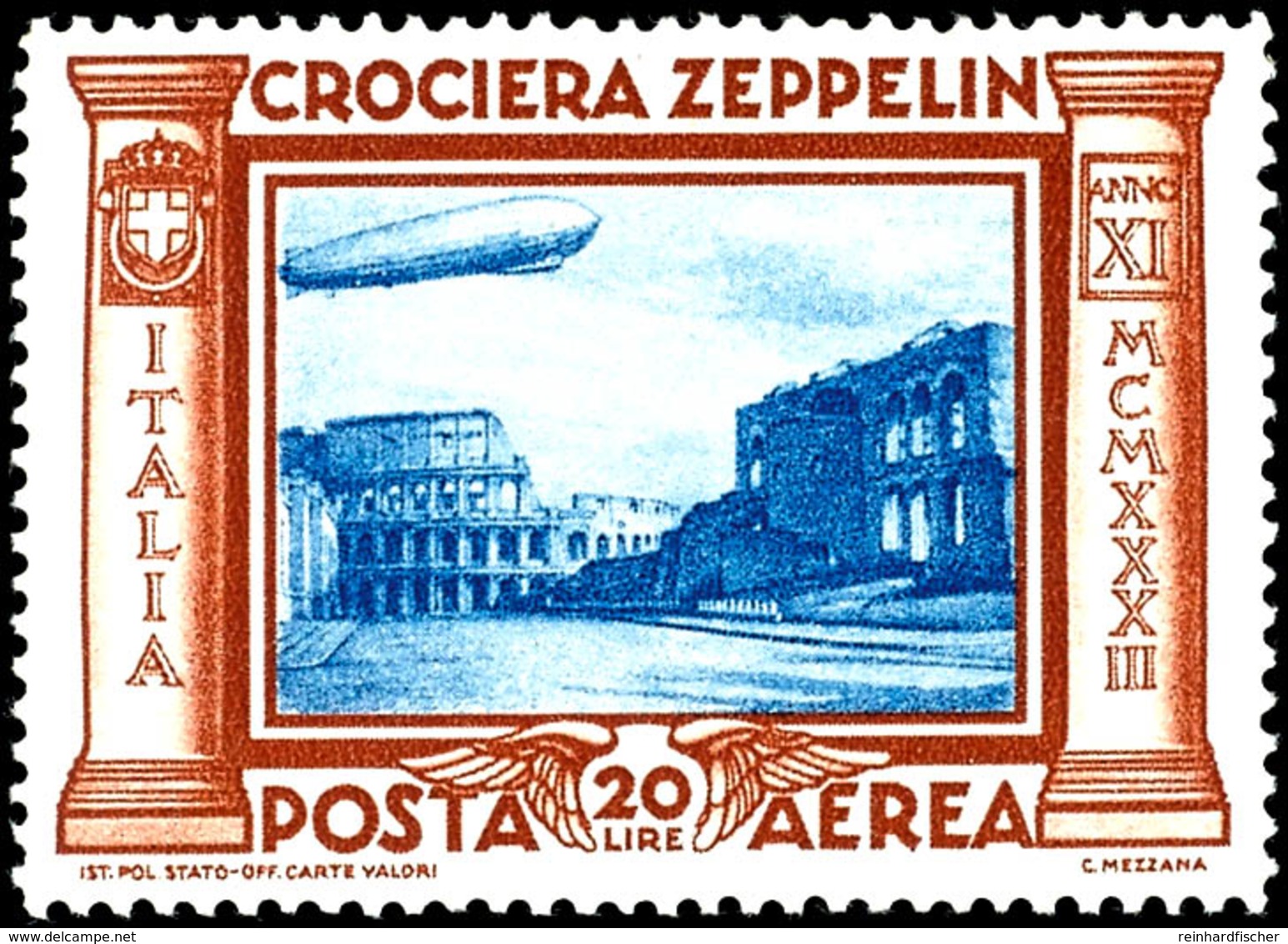 7445 3 L. - 20 L. Zeppelin Kpl., Postfrisch, Pracht, Katalog: 439/44 * - Andere & Zonder Classificatie