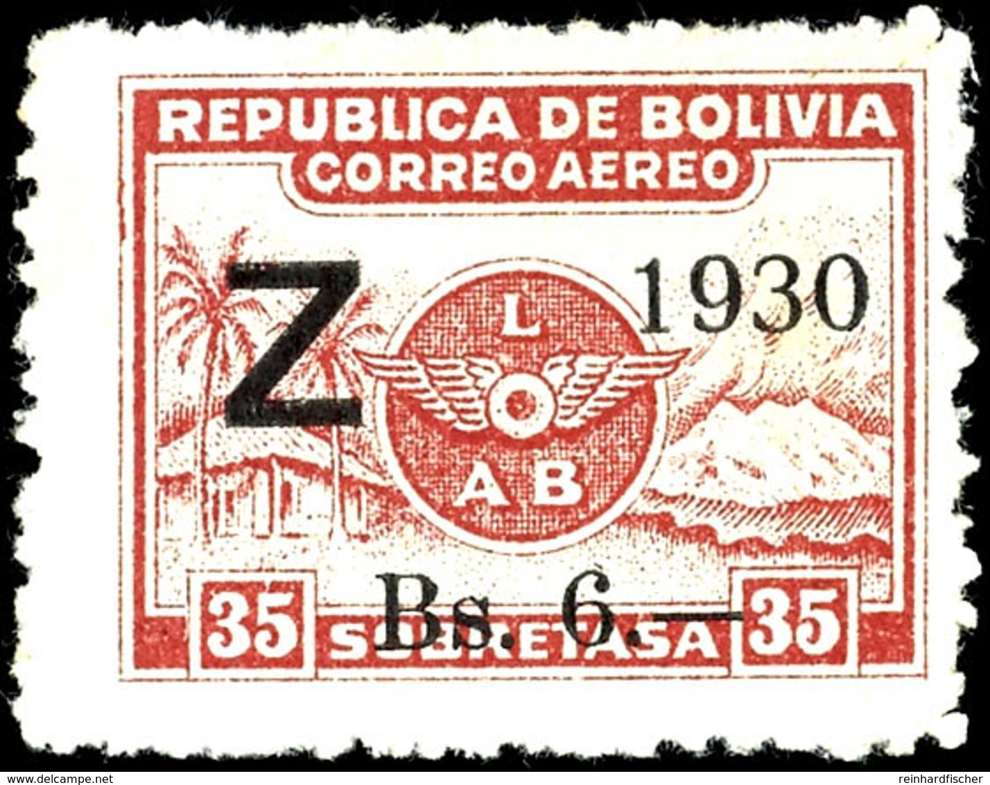 7489 1,50 B Auf 5 C. Bis 6 B Auf 35 C. Zeppelinausgabe Kpl. Ungebraucht, Pracht, Katalog: 185/87 * - Bolivien