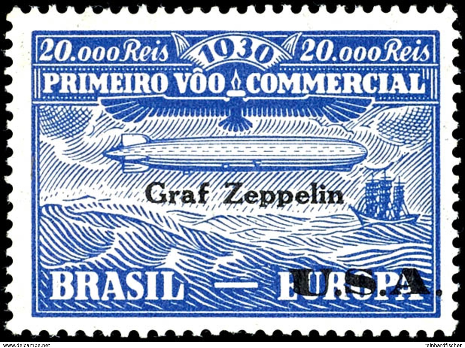 7491 20000 Rs. Mit Aufdruck Graf Zeppelin - USA, Ungebraucht Mit Sauberem Erstfalz, Tadellos, Katalog: Zp6 * - Other & Unclassified