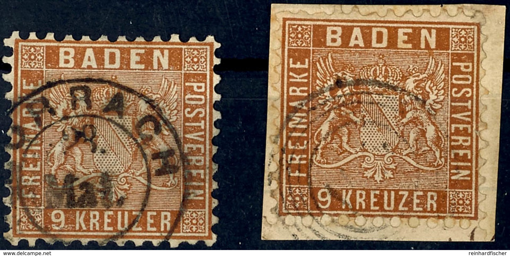 8785 9 Kreuzer Rötlichbraun Je Ein Mal Tadellos Gestempelt Bzw. Auf Briefstück, Mi. 200.-, Katalog: 15 O/BS - Sonstige & Ohne Zuordnung