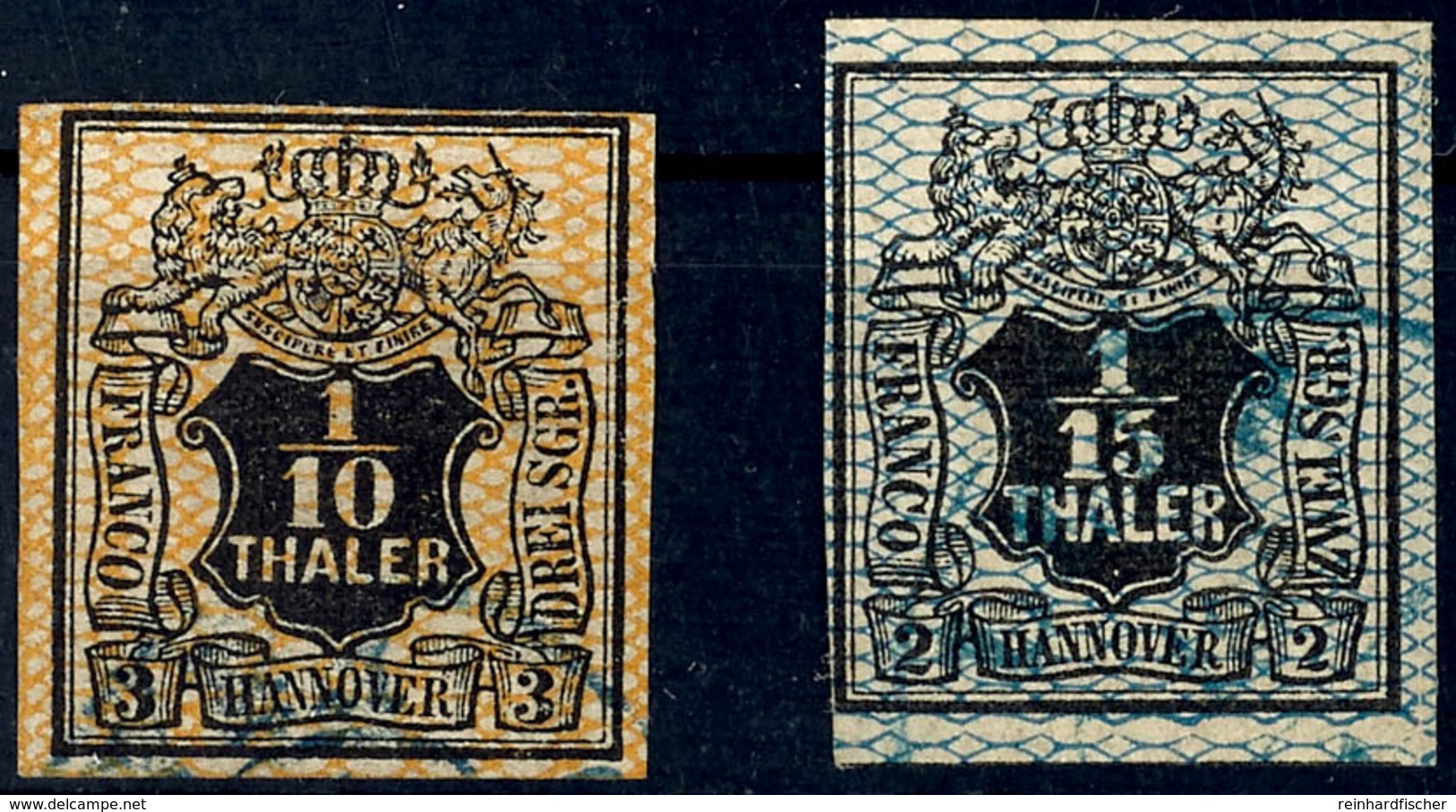 8789 1/10 Th Und 1/15 Th Je Tadellos Gestempelt Und Allseits Voll- Bis Breitrandig, Mi. 300.-, Katalog: 7a + 11 O - Hannover