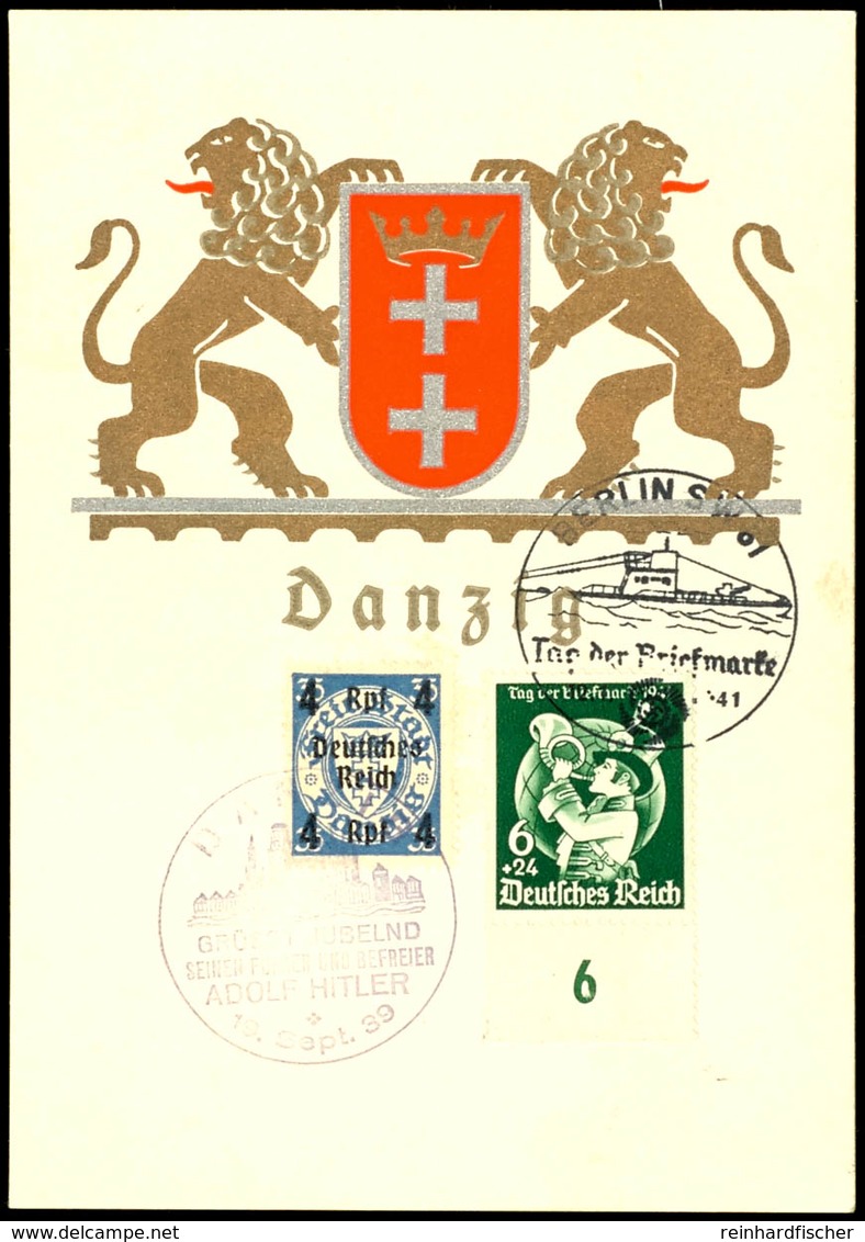 8842 DR Mi-Nr. 717 Und 762 Auf Postkarte Mit Danziger Wappen Mit Ersttags-Sonderstempel "Berlin 12.01.1941" Und Stempel  - Andere & Zonder Classificatie