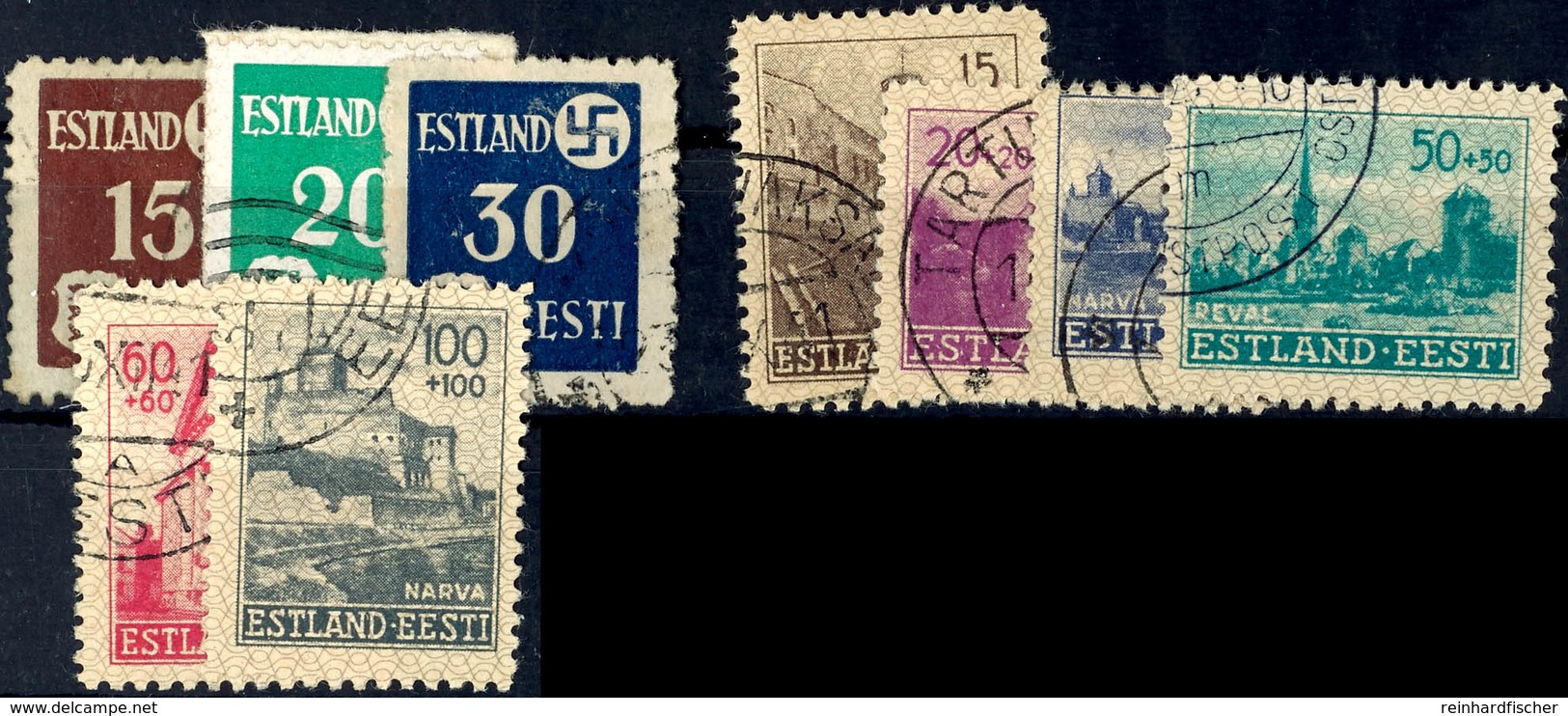 8856 15-30 Kop.  Und 15+15 - 100+100 Kop. Tadellos Gestempelt, Mi. 110,-, Katalog: 1x-3x,4-9 O - Estland