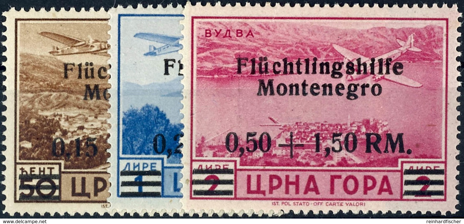 8863 50 C Bis 2 L Mit Neuen Wertaufdrucken Tadellos Postfrisch, Mi. 195.-, Katalog: 26/28 ** - Deutsche Bes.: Montenegro