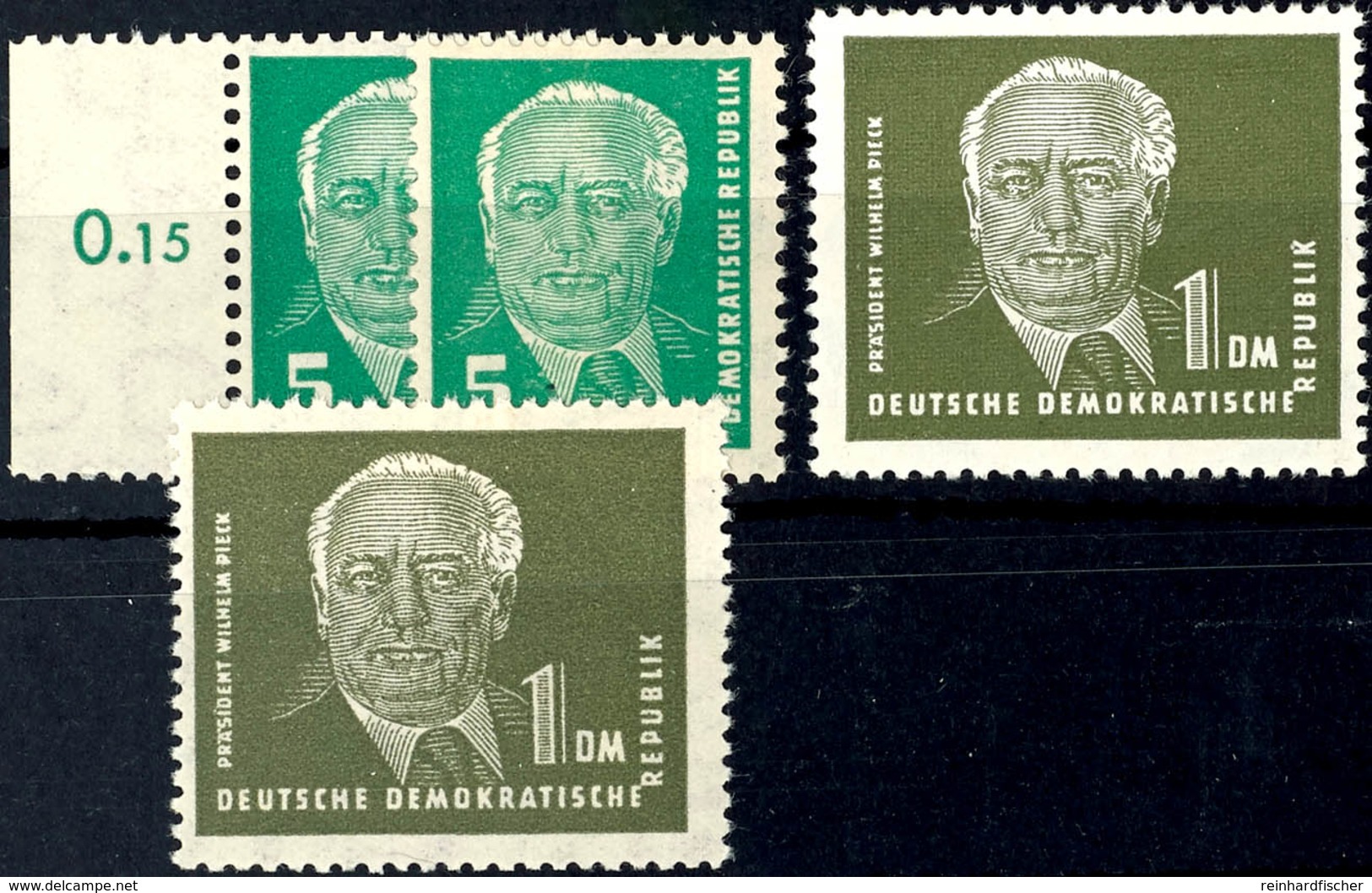 8871 5 Pf Pieck In Type ZaXII Und ZbXII, Sowie 5 Mark In Type VXI Und ZXII Tadellos Postfrisch, Alle Vier Werte Tiefst G - Sonstige & Ohne Zuordnung