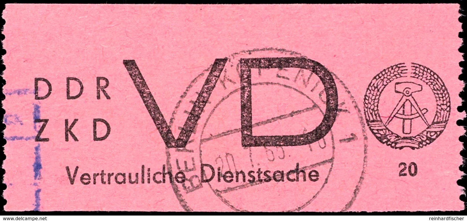 8876 20 Pf. Vertrauliche Dienstsachen Schwarz Auf Helllilarosa Tadellos Gestempelt, Mi. 350,-, Katalog: 2 O - Other & Unclassified