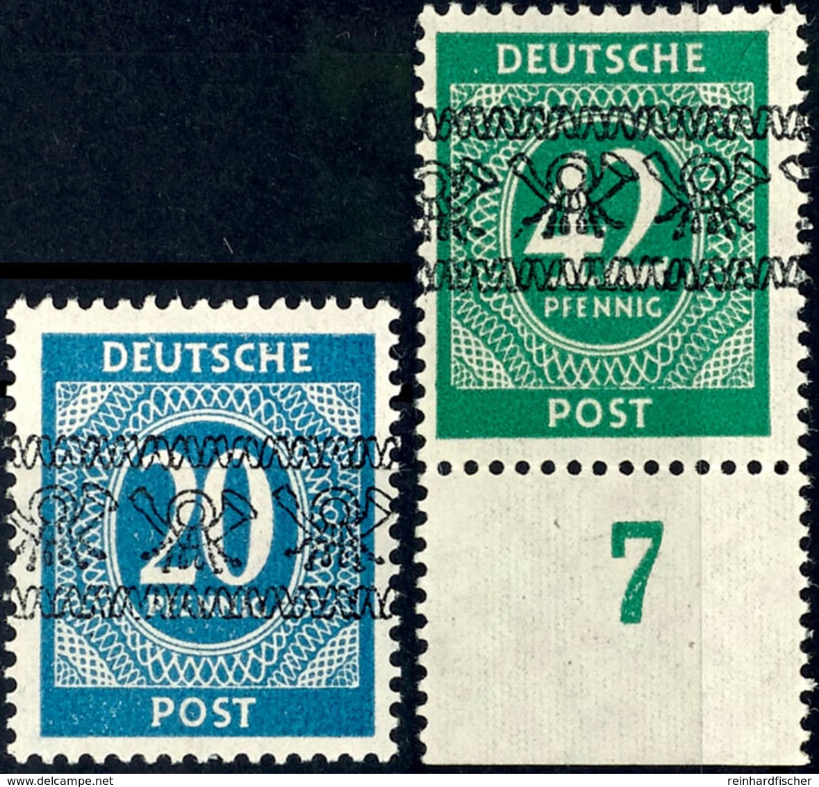 8878 20 Und 42 Pf. Ziffer Bandaufdruck Tadellos Ungebraucht Mit Erstfalz, Gepr. Schlegel-D. BPP, Mi. 160,-, Katalog: VI/ - Other & Unclassified