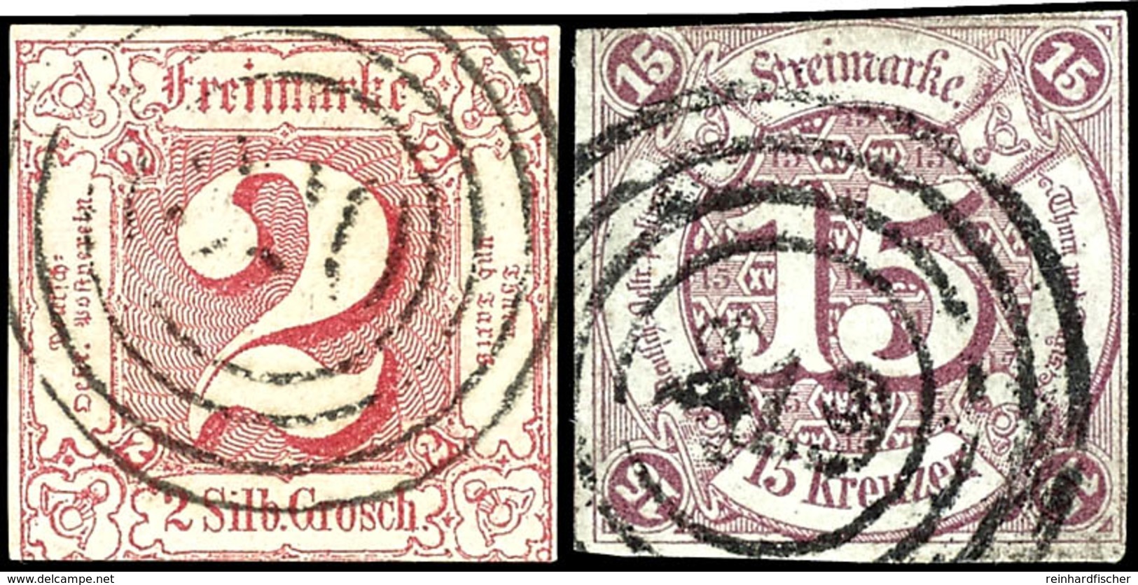 8916 1/4 Sgr Bis 3 Sgr Und 1 Kr Bis 15 Kr Tadellos Gestempelt (15 Kr Gepr. Richter, Tust), Mi. 515.-, Katalog: 13-17, 20 - Sonstige & Ohne Zuordnung