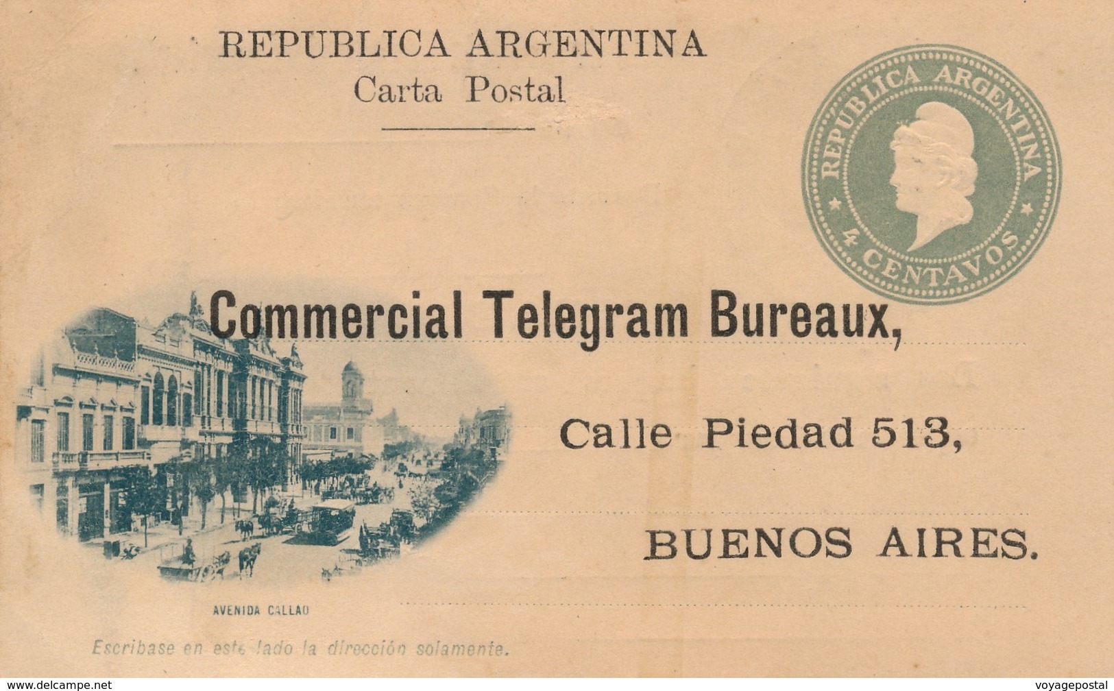 Entier Postal 4 Centavos Telegram Buenos Aires Cover Argentina - Interi Postali