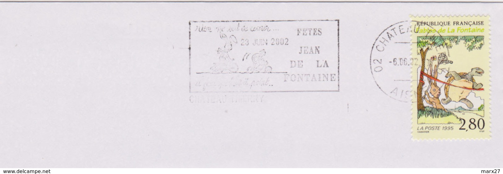 Contes Cyclisme: Château Thierry (Aisne) Rien Ne Sert De Courir Il Faut Partir à Point Jean De La Fontaine Juin 2002 - Verhalen, Fabels En Legenden