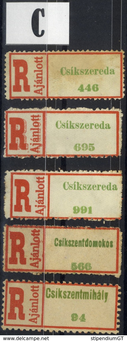 HUNGARY ROMANIA 1940 - 45  Northern Transylvania REGISTERED  LABEL  Letter C + D Place Names VF - Ortsausgaben