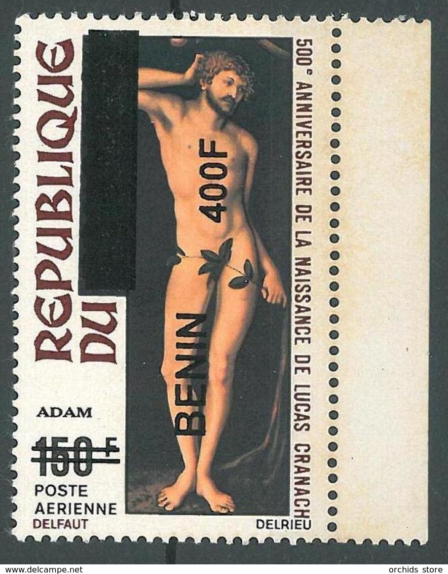 Details About  Benin 2009 MNH - Adam Paiting Vy Cranach, Ovptd 400F - Cv 29$ - Benin - Dahomey (1960-...)