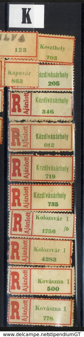 HUNGARY ROMANIA 1940 - 45  Northern Transylvania REGISTERED  LABEL  Letter K + O + P Place Names VF - Emissions Locales