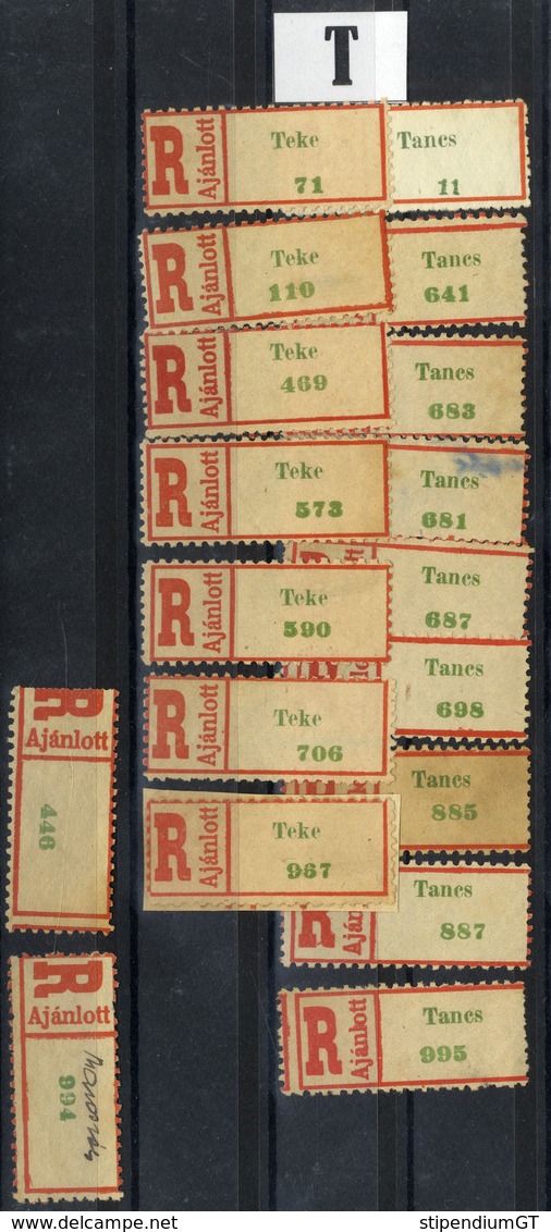 HUNGARY ROMANIA 1940 - 45  Northern Transylvania REGISTERED  LABEL  Letter SZ + T Place Names VF - Emissions Locales