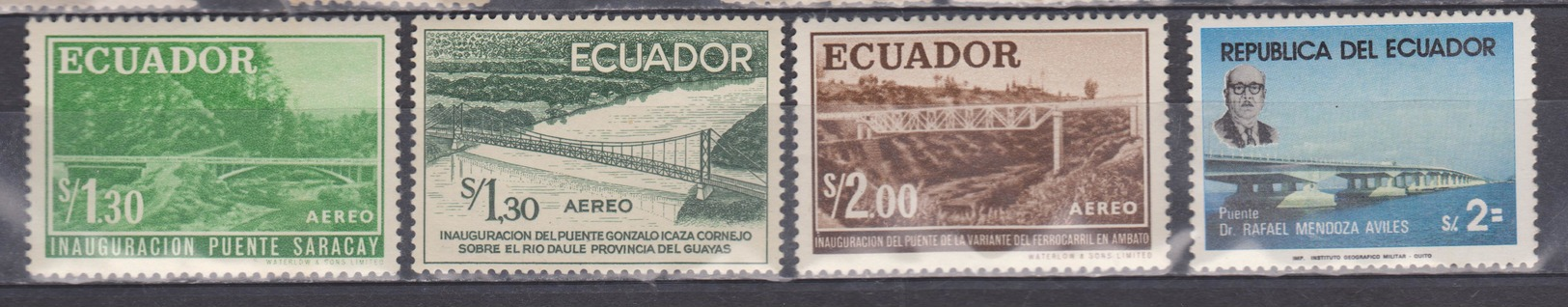 ECUADOR 1960-1981 BRIDGES SARACAY-GONZALO ICAZA CORNEJO-RAILROAD VARIANT-RAFAEL MENDOZA A. MNH SC# 1081 - Equateur