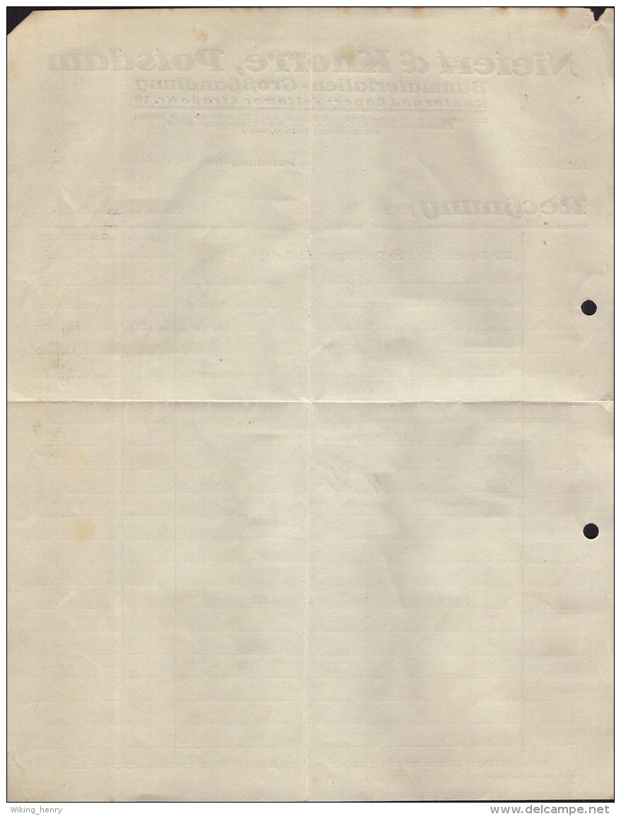 Potsdam - Rechnung Baumaterialien Großhandlung Fa Nieter &amp; Knorre 1925 - 1900 – 1949