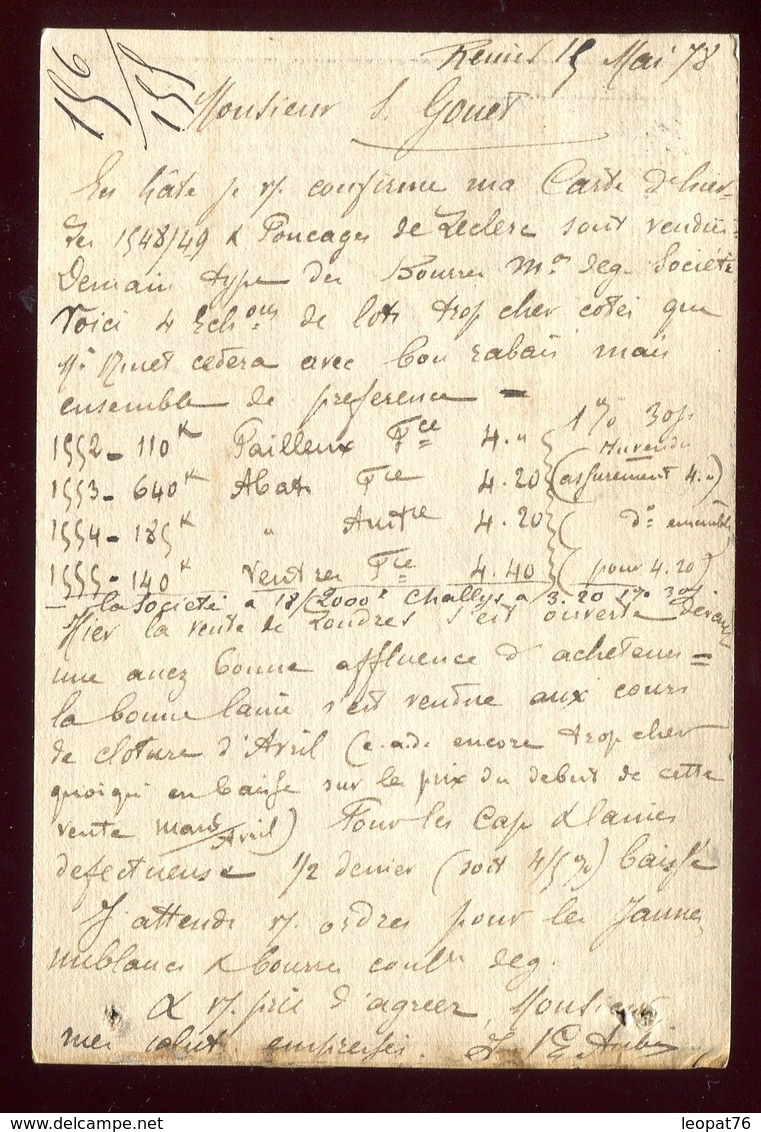 Carte Précurseur De Reims Pour Vienne En 1878 - Cartes Précurseurs