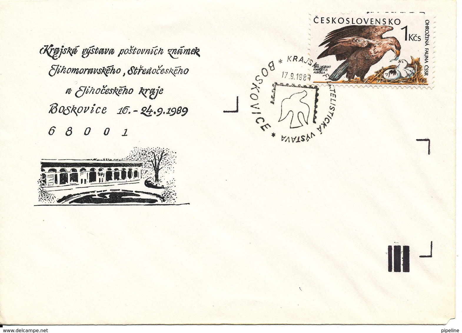 Czechoslovakia Cover With Special Postmark Boskovice 17-9-1989 Single Stamped BIRD - Covers & Documents