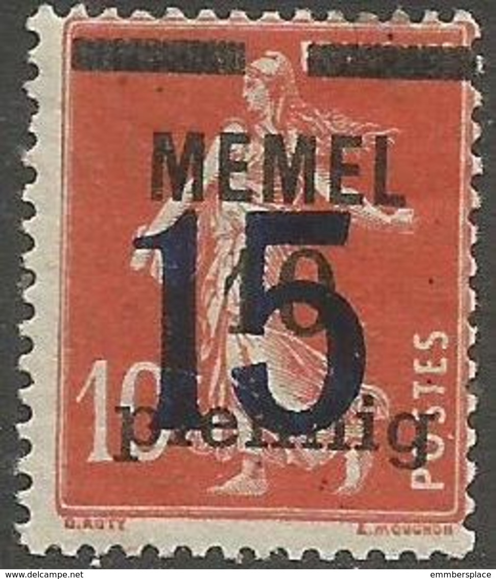 Memel (Klaipeda) - 1921 Sower Overprint 15pf/10pf/10c MH *   Mi 34  Sc 34 - Oblitérés